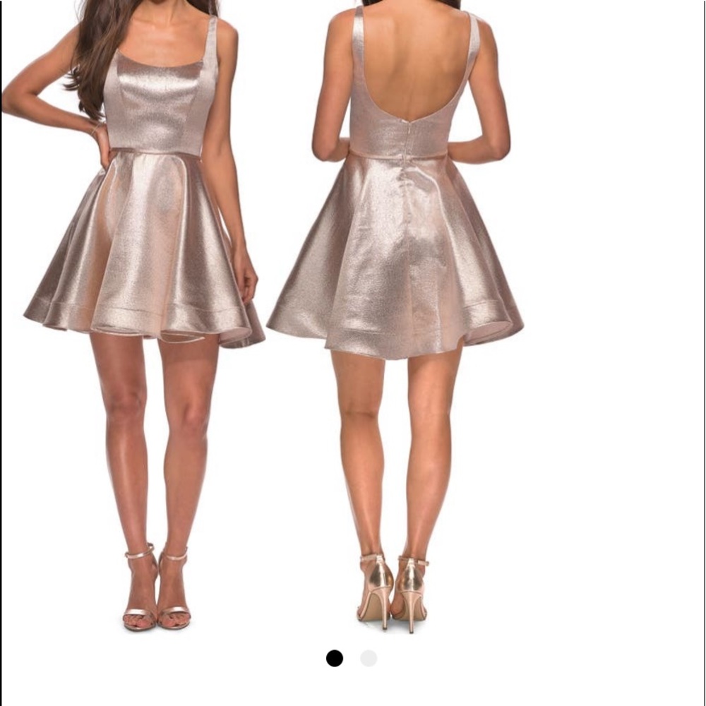 Brand New - LaFemme Fit and Flare Metallic Cocktail Dress